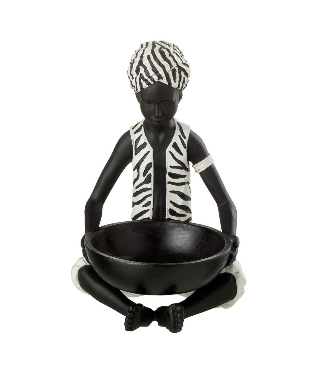Statuette Déco Garçon Assis 26cm Noir-1