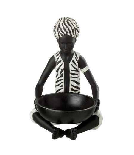 Statuette Déco Garçon Assis 26cm Noir