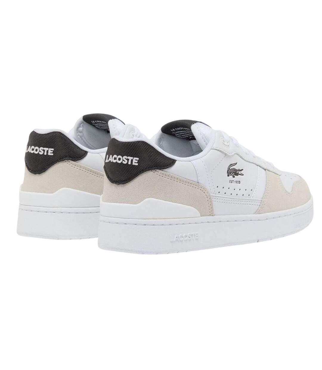 Womens/ladies T-clip Set Leather Trainers White Black Lacoste-2