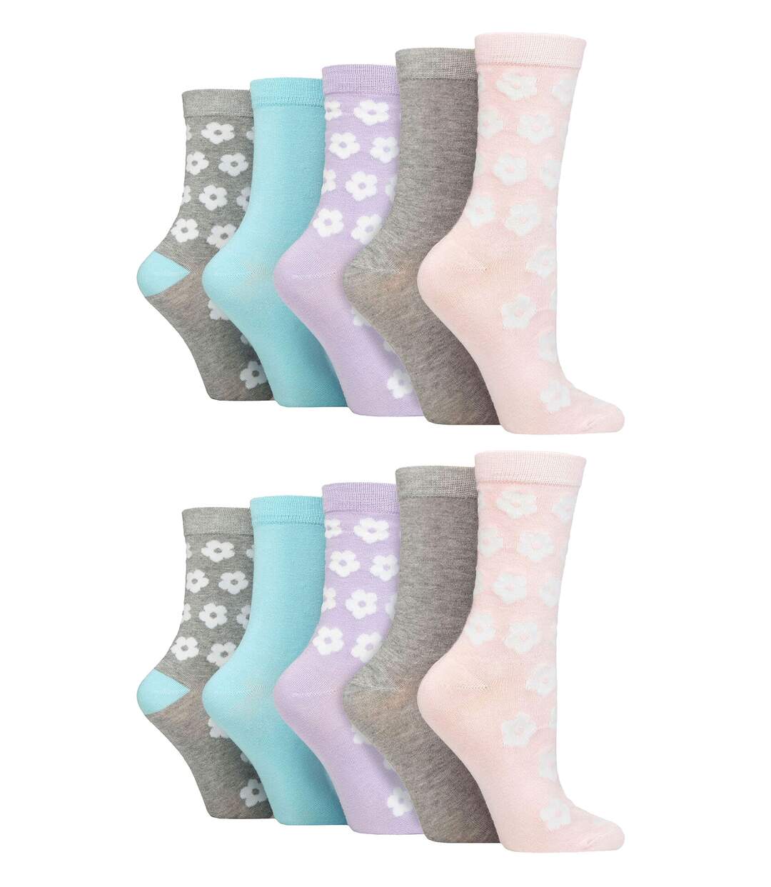 Wildfeet - 10 Paires Femme Chaussettes Bambou Mi-mollet Jacquard Imprimé-1