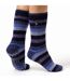 Ladies Striped Non Skid Thermal Slipper Socks with Grips-4