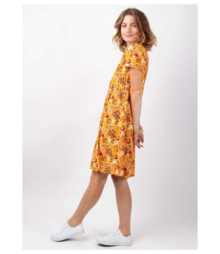 Robe courte été fleurie MAJA coupe ample jaune Coton Du Monde