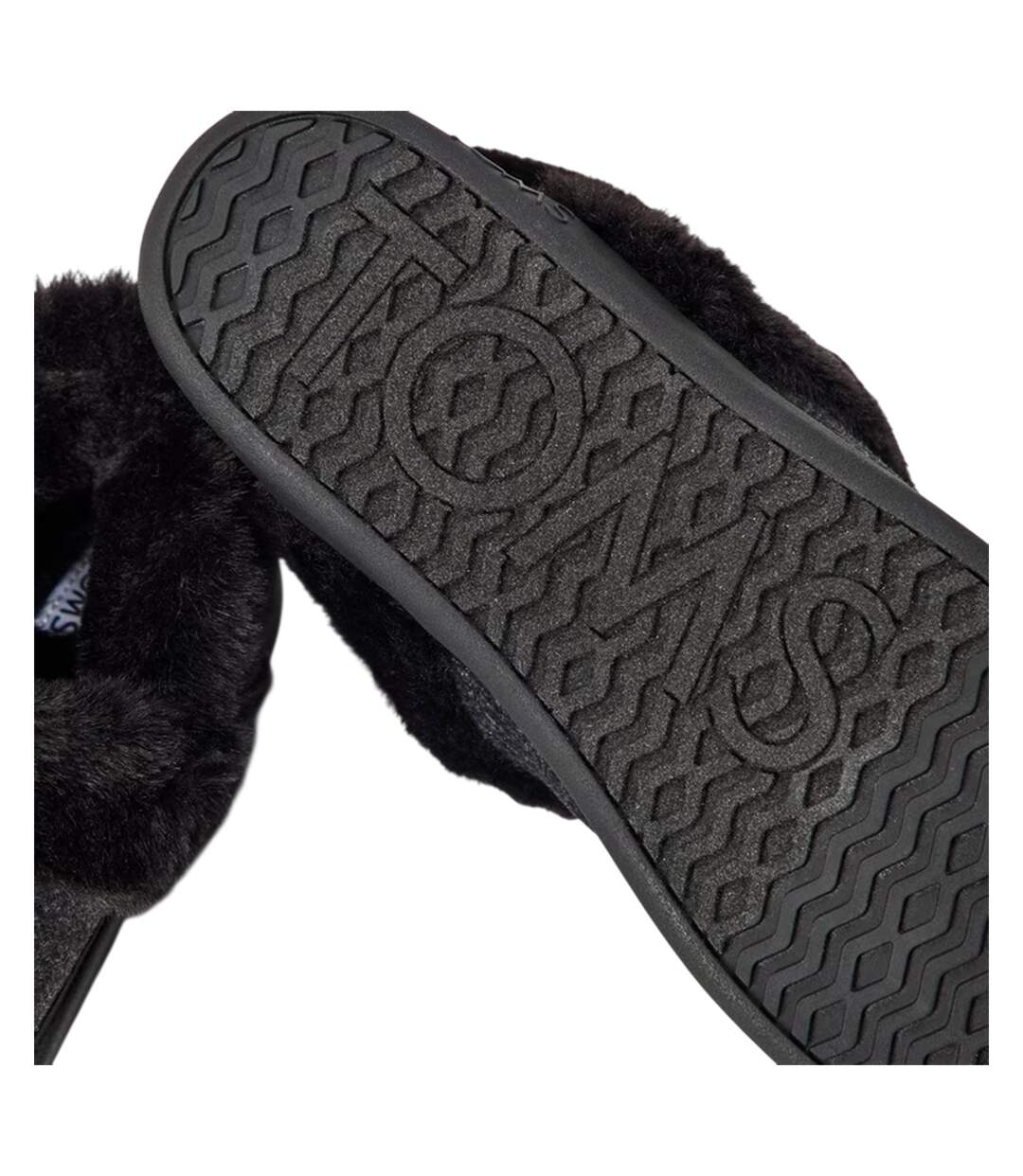 Womens/ladies Oslo Textile Slippers Black Toms-4