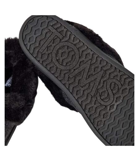 Womens/ladies Oslo Textile Slippers Black Toms