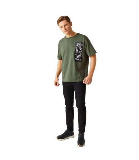 Mens Christian Lacroix Aramon Flower T-shirt Dark Khaki Regatta