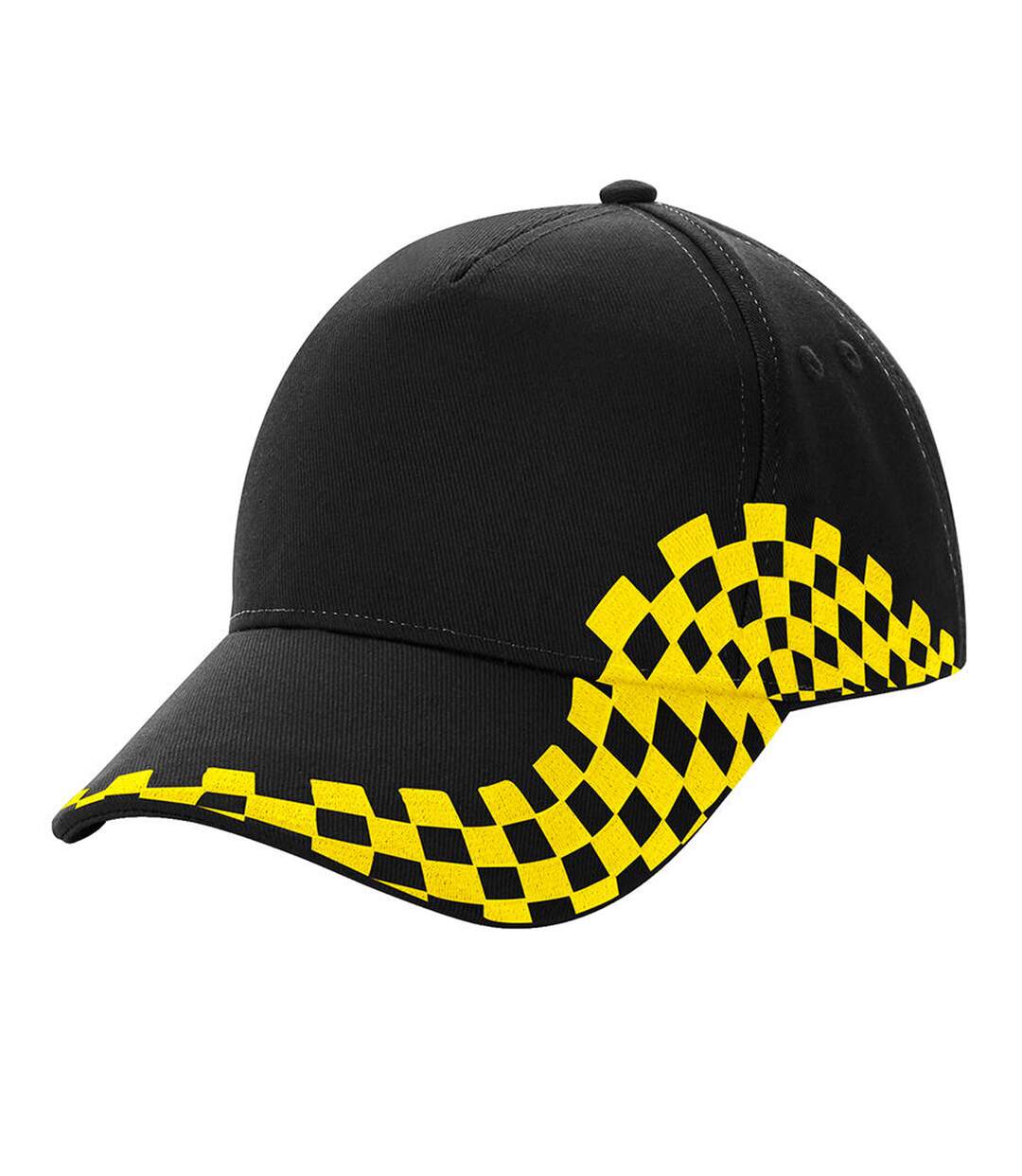 Casquette Grand Prix Noir Jaune Beechfield-1