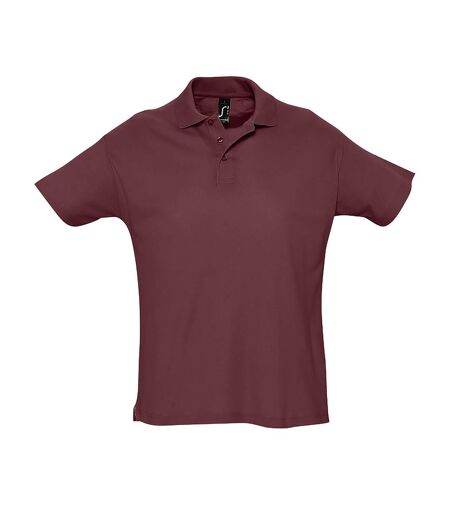 SOLS Mens Summer II Pique Short Sleeve Polo Shirt (Burgundy)
