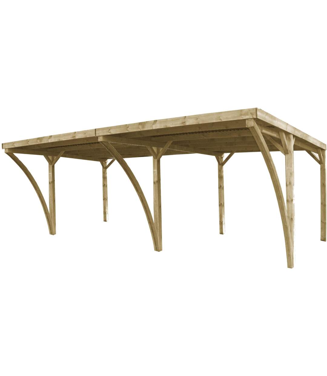 Carport double en bois et panneaux ondulés Capri 6 x 5 m