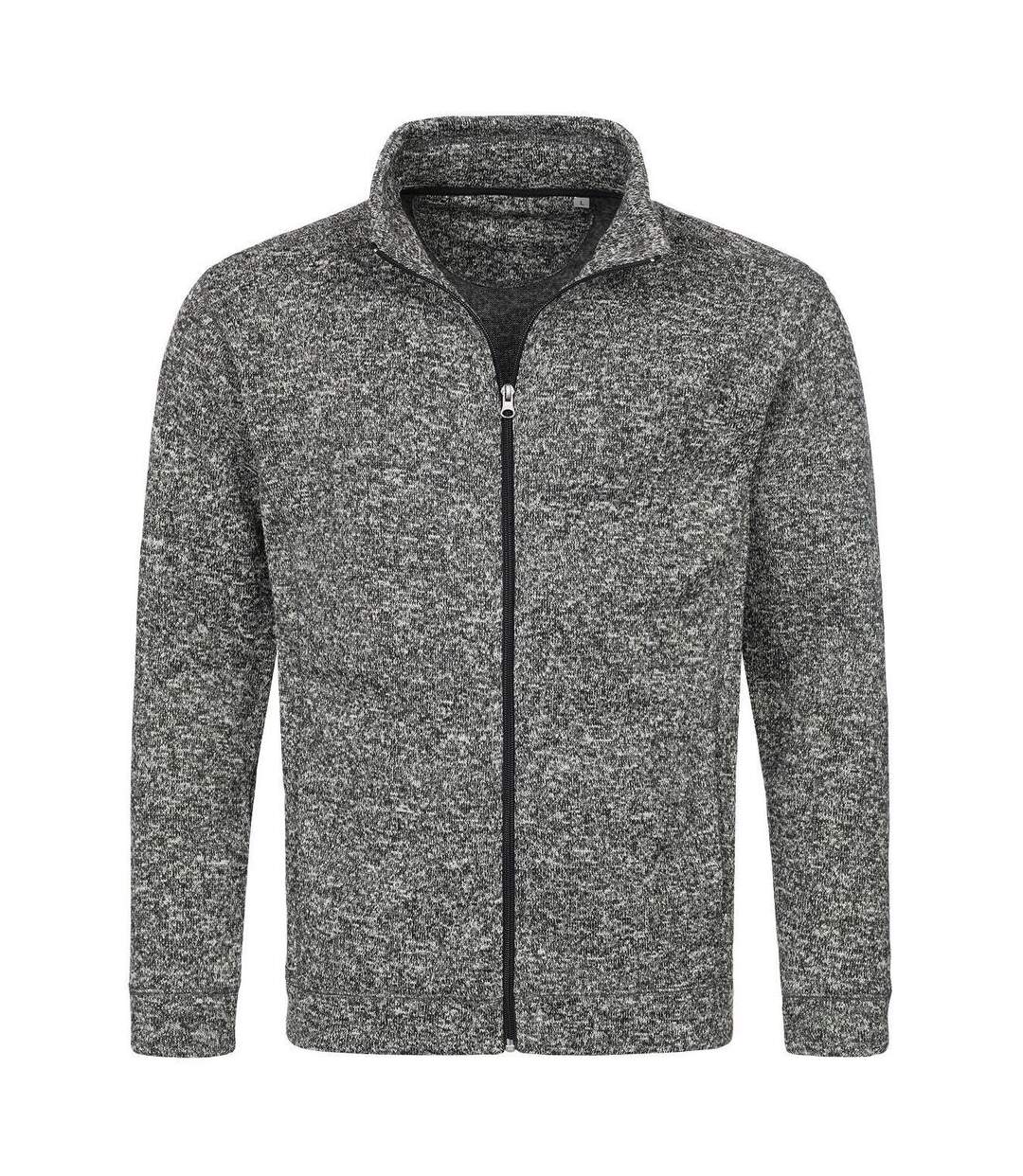 Veste polaire en tricot manches longues - Homme - ST5850 - gris foncé mélange-1