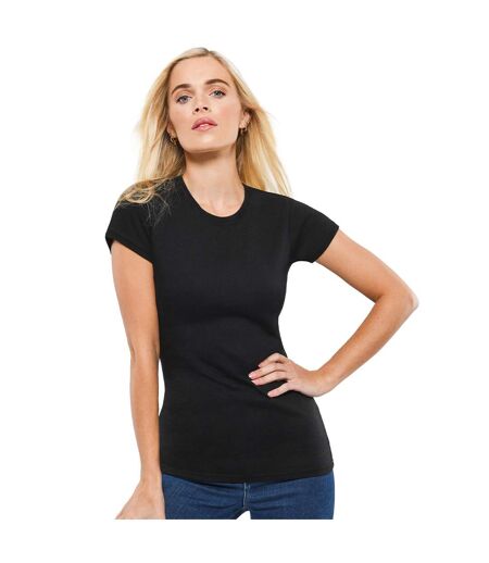 Womens/ladies T-shirt Black Casual Classic