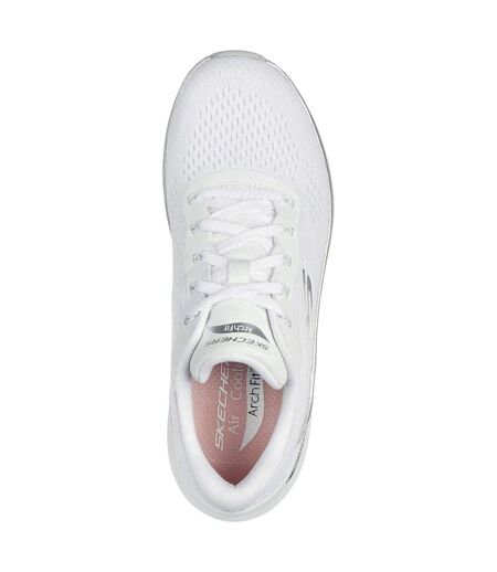 Womens/ladies Arch Fit 2.0 Glow The Distance Trainers White Silver Skechers