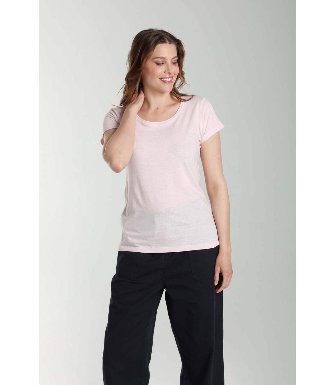 Tee shirt col rond manches courtes femme Marine Pot Pourri(Rose) | Gerard Pasquier-2