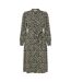 Robe Chemisier Mi-longue Motif/style Imprimé Léopard Femme Noir Yumi-2