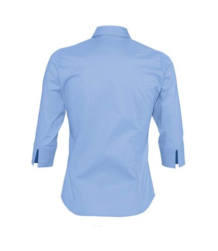 SOLS Womens/Ladies Effect 3/4 Sleeve Fitted Work Shirt (Bright Sky) - UTPC339