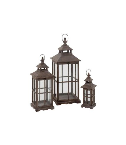 Lot de 3 Lanternes Déco Fenêtre 80cm Marron