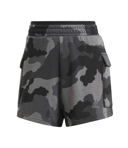 Womens/ladies Essentials Loose Fit Cargo Shorts Black Camo Adidas