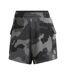 Womens/ladies Essentials Loose Fit Cargo Shorts Black Camo Adidas-2