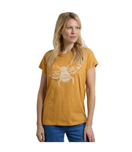 Womens/ladies fern bee organic cotton t-shirt deep amber Weird Fish