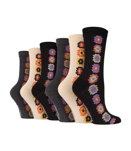 6 Pairs Ladies Multipack of Novelty Design Knitted Boot Socks | Autumn Socks