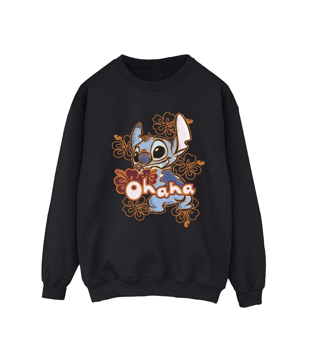 Disney - Sweat LILO AND STITCH OHANA ORANGE HIBISCUS - Femme (Noir) - UTBI22823-1