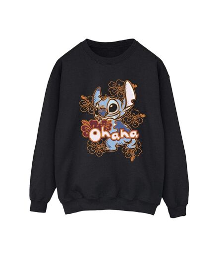 Disney - Sweat LILO AND STITCH OHANA ORANGE HIBISCUS - Femme (Noir) - UTBI22823