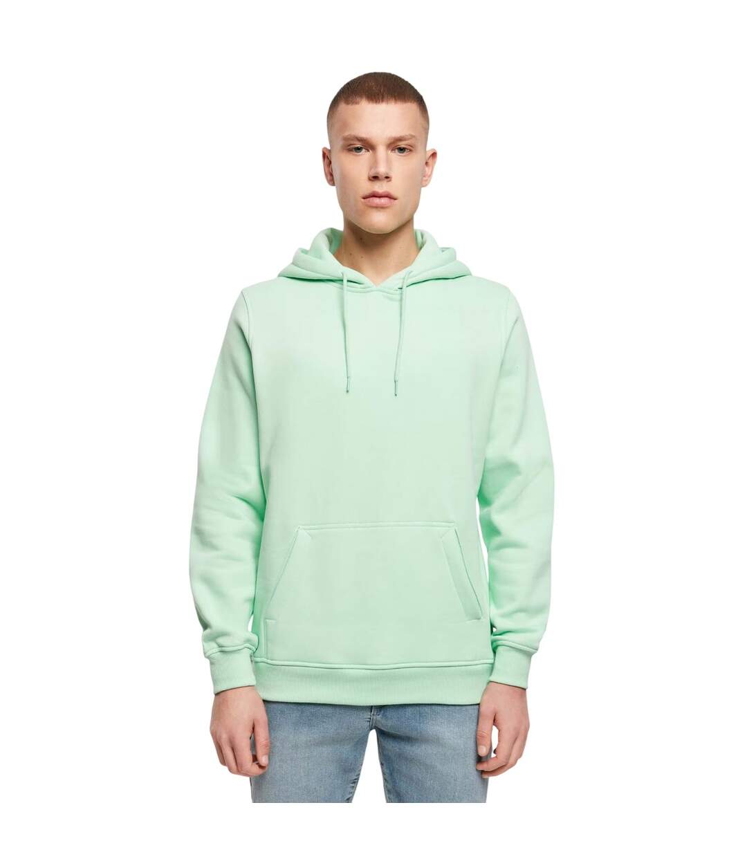 Sweat À Capuche Homme Vert Pâle Build Your Brand-2