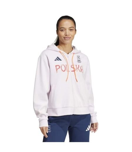 Womens/ladies Poland Back Print Track Jacket Almost Pink Adidas
