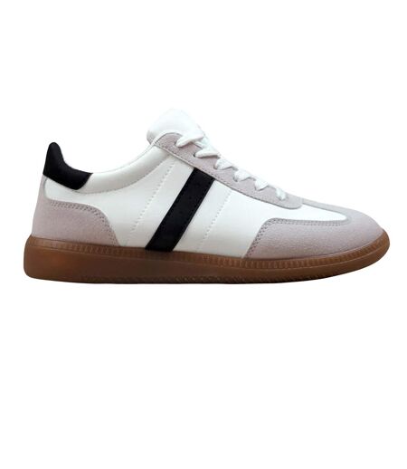 Womens/ladies pace contrast panel gum sole lace up trainers white Where´s That From