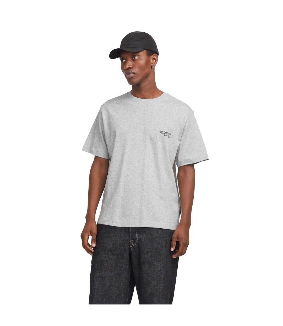 Mens Cotton Regular T-shirt Light Grey Melange Jack And Jones-4