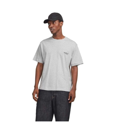 Mens Cotton Regular T-shirt Light Grey Melange Jack And Jones