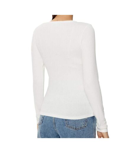 T-shirt manches longues écru femme tommy hilfiger essential - xs