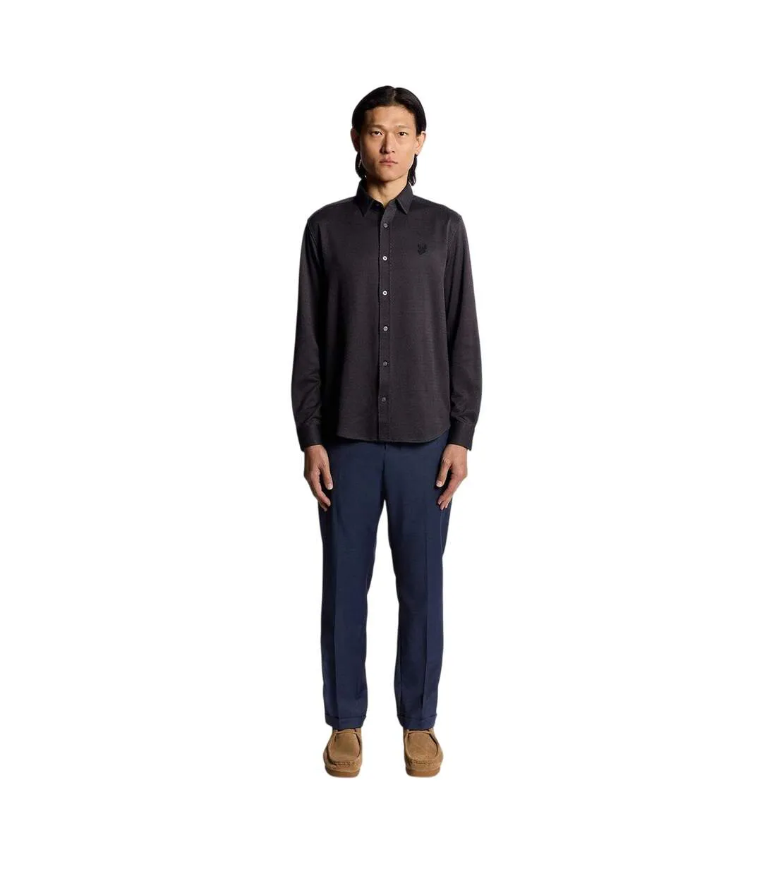 Chino Uni À Taille Mi-haute Homme Bleu Foncé Lyle & Scott-1
