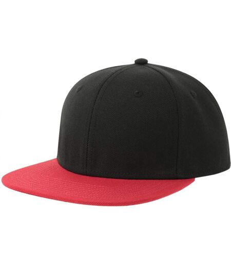 Contrast Sustainable Flat Peak Snapback Cap Black Red Atlantis