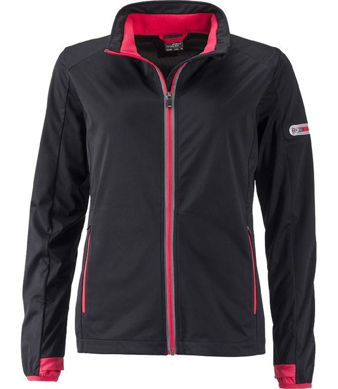 Veste softshell sport - Femme - JN1125 - noir et rouge-2