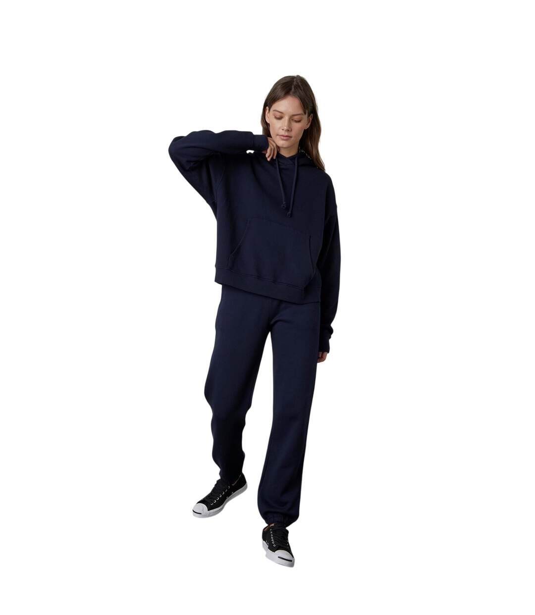 Womens/ladies Fleece Hoodie Navy Velvet By Graham & Spencer-3