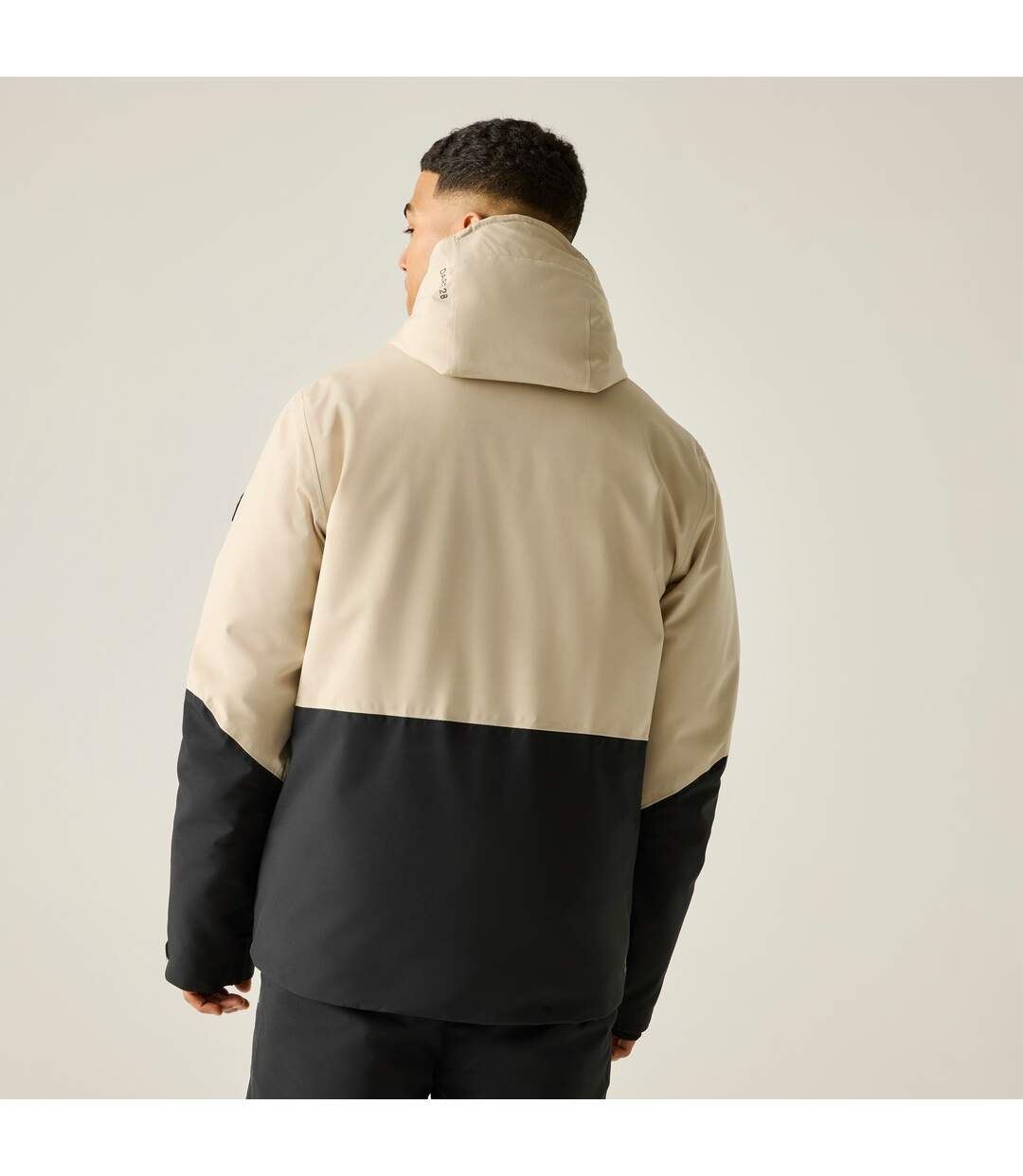 Blouson De Ski Extensible À Capuche Et Ourlets Ajustables Motif/style Blocs De Couleurs Halfpipe Homme Blanc Cassé Noir Dare 2B-1