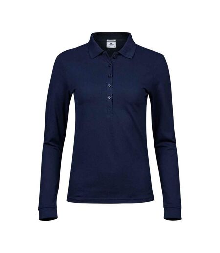 Tee Jays Womens/Ladies Luxury Stretch Long-Sleeved Polo Shirt (Navy)