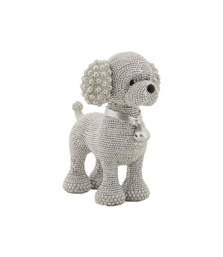 Statuette Déco Caniche Debout Sparky 15cm Argent