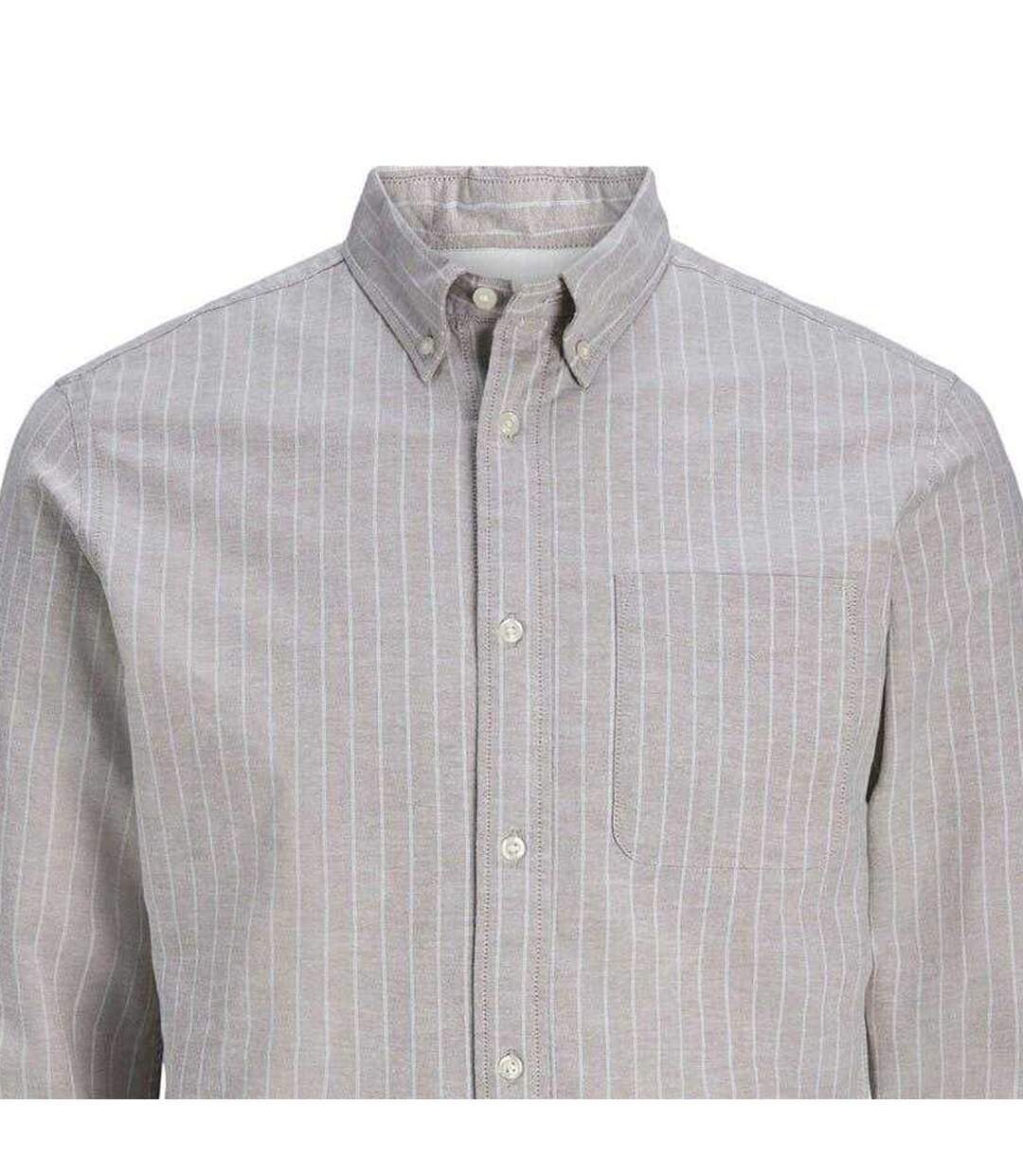 Chemise Manches Longues Motif/style Fines Rayures Homme Beige Jack And Jones-3