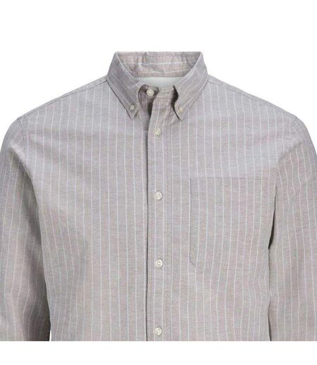 Chemise Manches Longues Motif/style Fines Rayures Homme Beige Jack And Jones