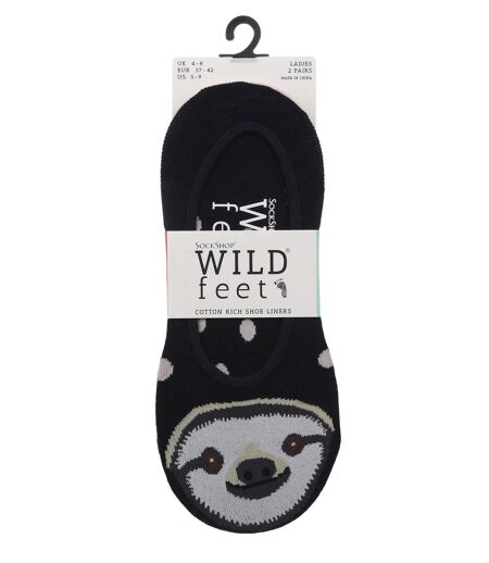 Wild Feet - 2 Pk Ladies Novelty Invisible Socks | Animals