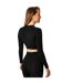 Womens/ladies Seamless Long-sleeved Crop Top Black USA Pro-3