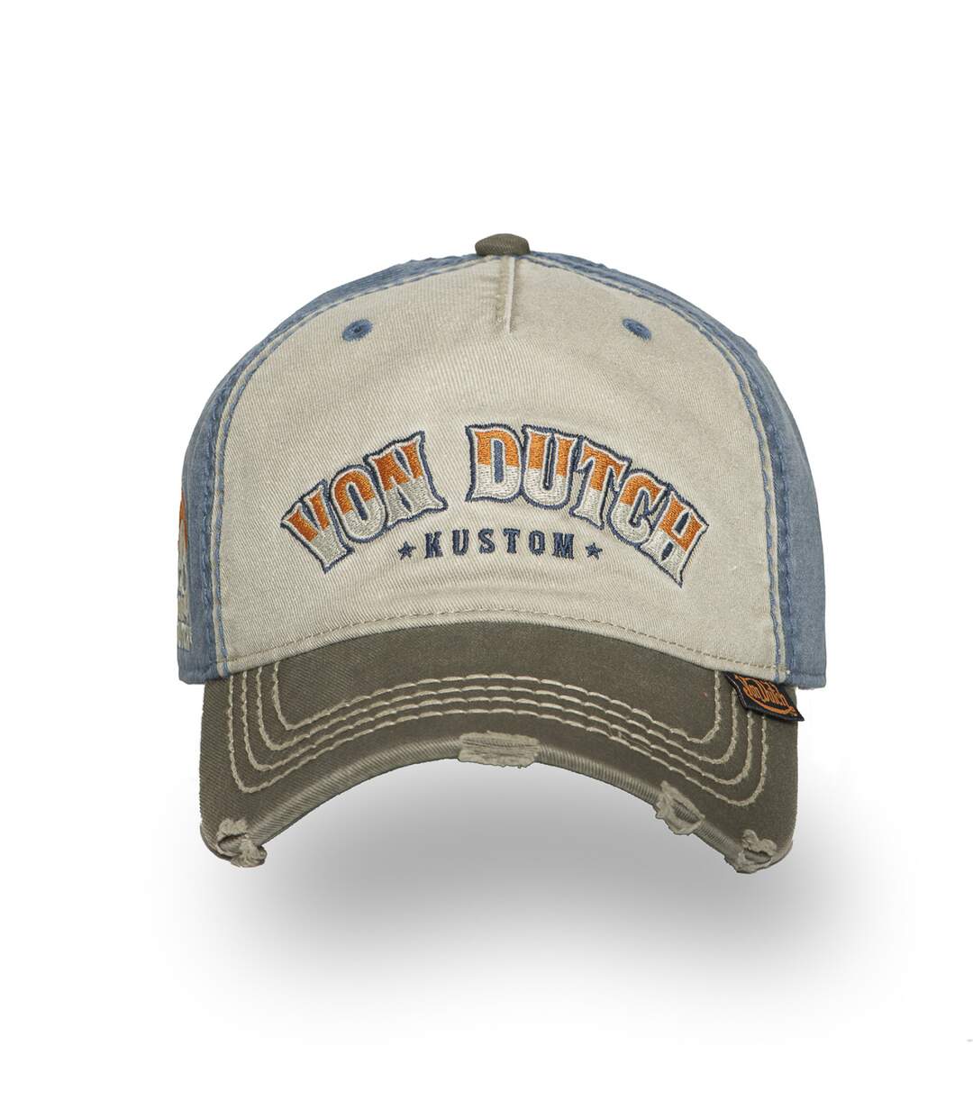 Casquette baseball adulte devant avec broderie effet usé Retro Skull Vondutch-2
