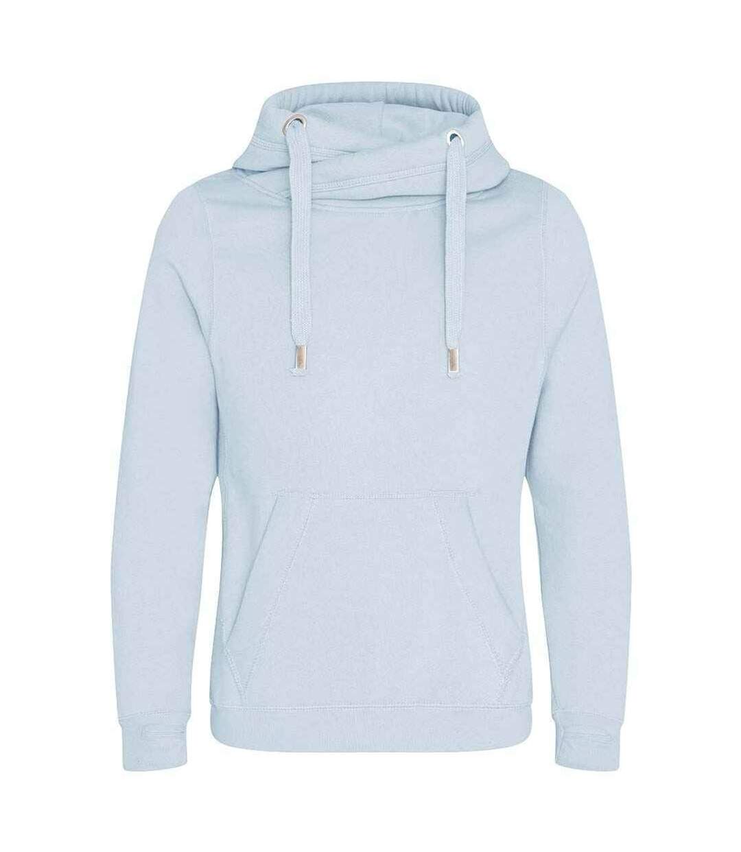 Unisex adult crossover collar hoodie sky blue Awdis