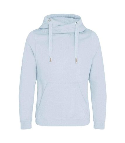 Unisex adult crossover collar hoodie sky blue Awdis