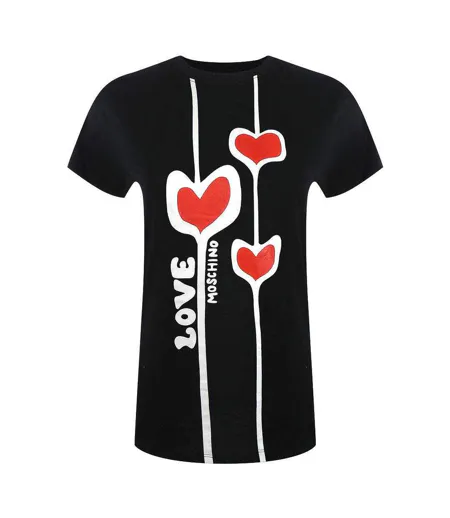Womens/ladies Heart T-shirt Black Love Moschino