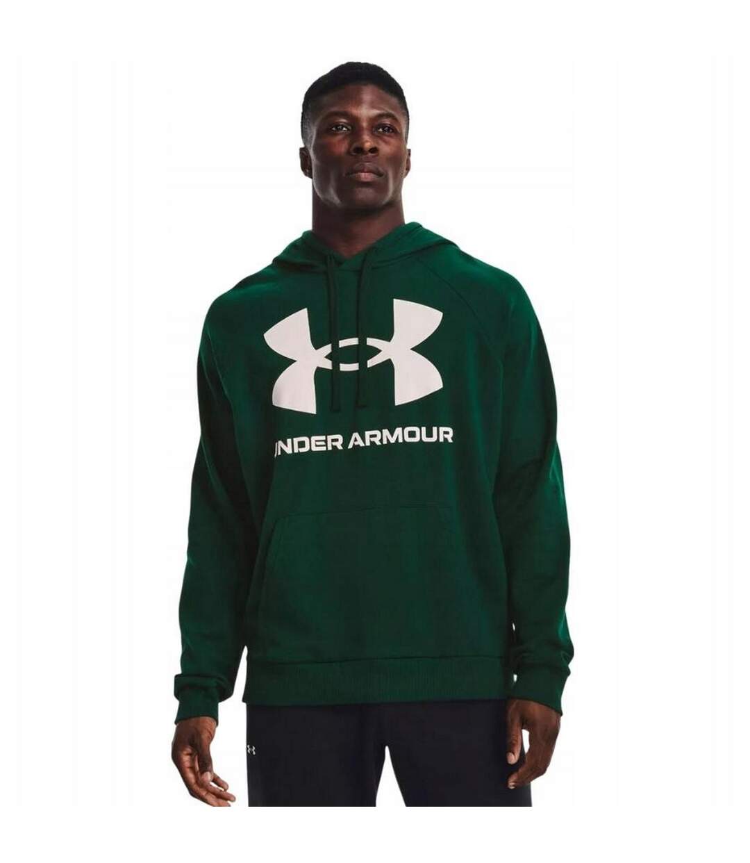 Sweat À Capuche Entraînement Style Gros Logo Rival Homme Vert Foncé Under Armour-1