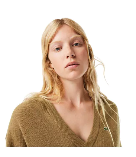Pull Carded Femme Marron Lacoste