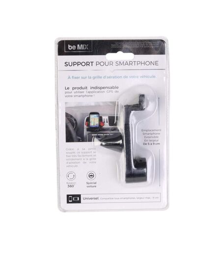 Support Universel Smartphone Grille d'Aération 9cm Noir