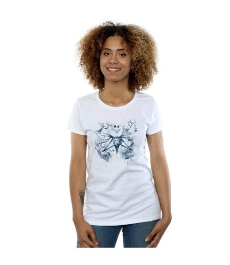 Disney T-shirt en coton Femme/Les femmes Nightmare Before Christmas Paint Spray Carers (Blanc) - UTBI35610